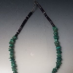 Turquoise morning mist heishi bead necklace runway boutique handmade